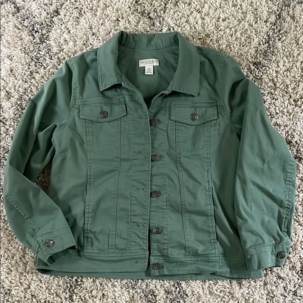 Appleseed's‎ Petites Sage Green Cotton Twill Trucker Jacket Med